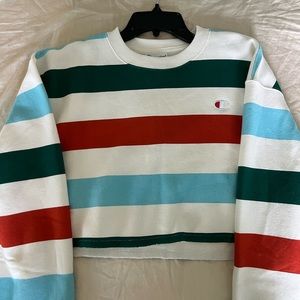 Striped Cropped Champion Sweatshirt